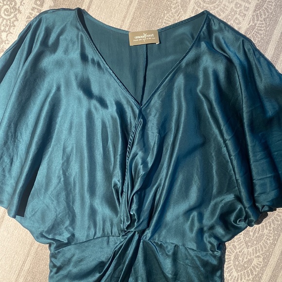 Amour Vert Teal Silk Dress - Picture 4 of 10